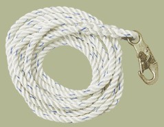 50 ft lifeline lanyard poly blend rope snaphook end 5/8