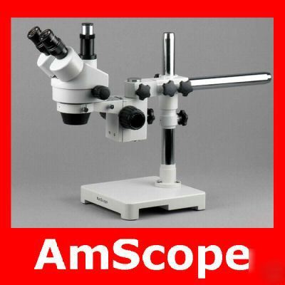 7X-45X zoom trinocular microscope standard boom mounted