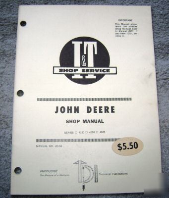 John deere 4320 4520 4620 tractor i&t shop manual jd 