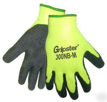 Medium hi-viz gripster gloves, latex palm coated