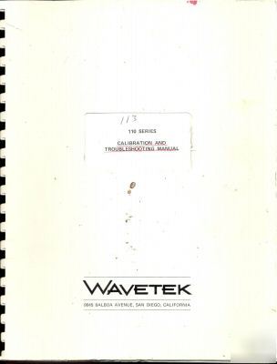 Wavetek series 110 calibration & troubleshooting manual