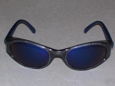 Fusion safety glasses blue mirror lens / smoke frame