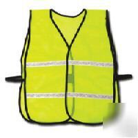 High visibility mesh vest lime/white stripe, 2 sizes 