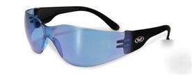 Rider blue mirrored lens global vision safety glasses
