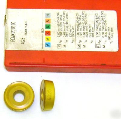 Sandvik rcmx 20 06 00 round coated carbide insert