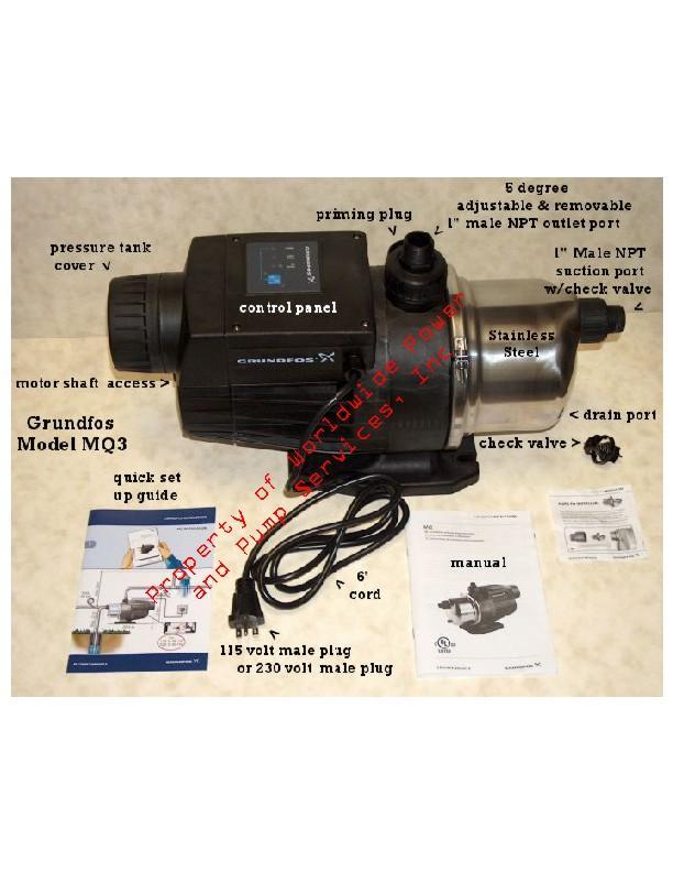 Grundfos MQ3-45 230V 1HP jet pump free ship