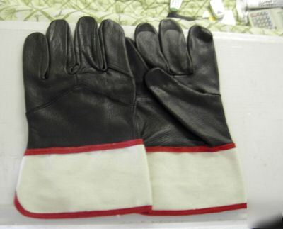 6 pairs black soft goatskin leather work gloves