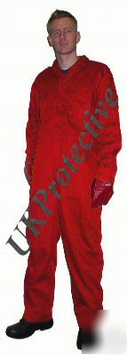 Red stud front boiler suit, overall, workwear - 3XL