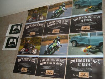 8 lot motorcycle safety posters prints ride safe