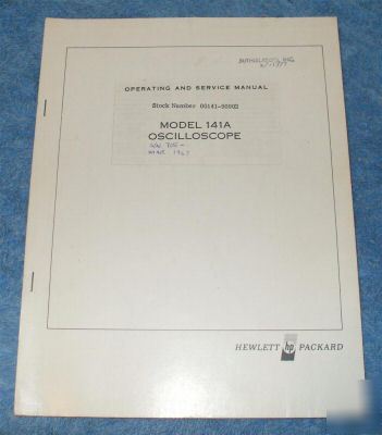 Hp - agilent 141A original service - operating manual