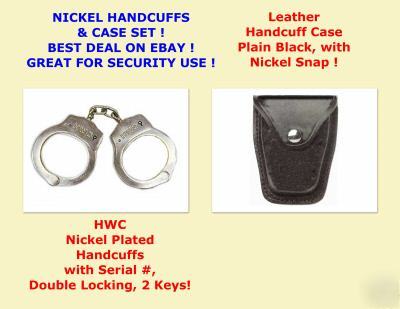 Hwc chain handcuffs & leather handcuff case gift set 