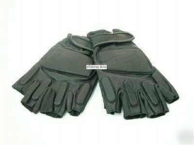 Swat half finger supple leather combat gloves small
