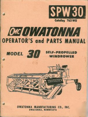 Owatonna spw-30 windrower 763WO operator's/parts manual