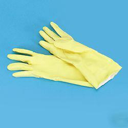 Galaxy yellow flock-lined rubber gloves - large - dozen