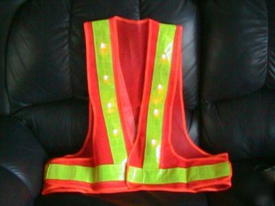 Lg 16 led lit waterproof safety vest w/ reflector strip