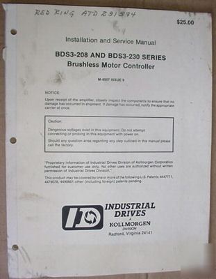 Industrial drives BDS3-208 230 motor controller manual
