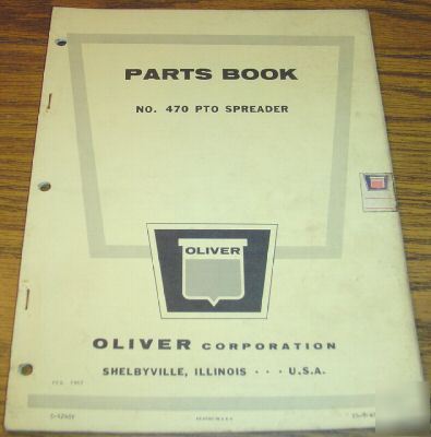Oliver 470 pto manure spreader parts catalog book