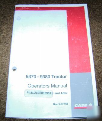 Case ih 9370 & 9380 tractor operator's owners manual