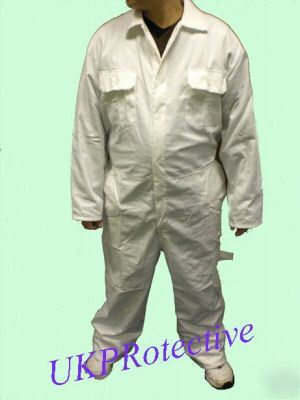 White stud front boiler suit, overall, workwear - xl