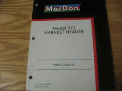 Macdon 972 harvest header parts catalog manual