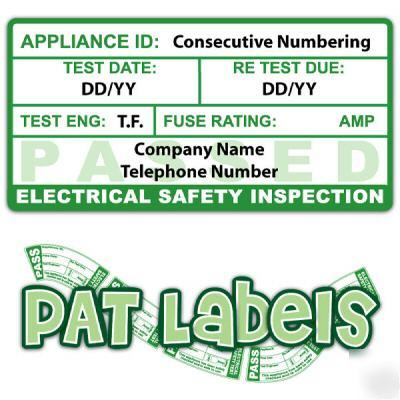 Pat labels - 1000 personalised passed labels