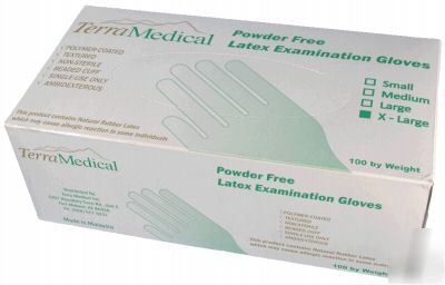 Latex powder free exam gloves-10 boxes/case-textured-xl