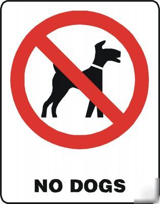 Large metal safety sign no dogs 1435