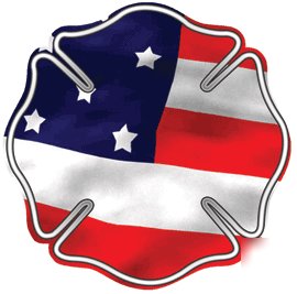 Firefighter american flag maltese cross decal