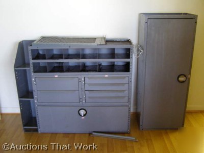 Work bin rack system for ford van tool box shelving