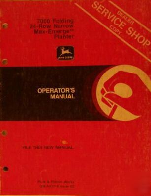 John deere 7000 maxemerge 24-row narrow operator manual