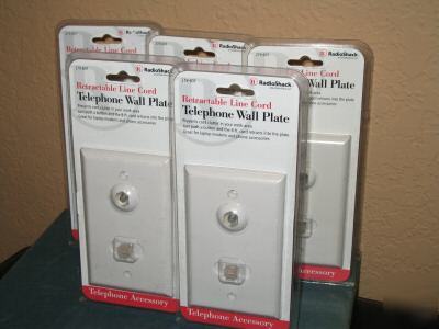 5 lot retractable line cord telephone wall plate laptop