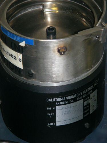 California vibratory feeder & control box, bowl parts