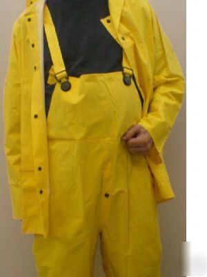Hooded yellow rain suit with bib overall size xl