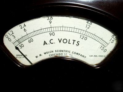 W. m. welch a.c. voltmeter. 0-150 vac. vintage.
