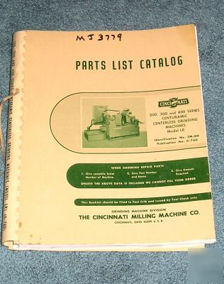 Cincinnati centerless grinder manual 