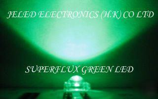 NEW100X superflux green 5MM r/h led lamp 15,000MCD f/s