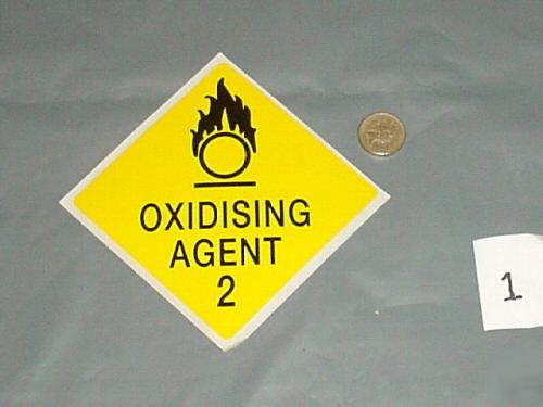 Oxidising agent 2 warning sticker/decal. h&s.