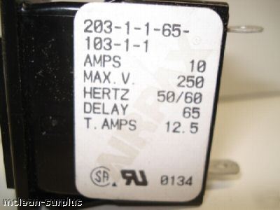 (lot of 20) airpax 10 amp circuit breaker 250V, 50/60HZ