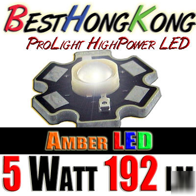 High power led set of 1000 prolight 5W amber 192 lumen