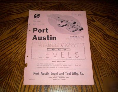 1973 port austin alum. & wood level brochure/price list