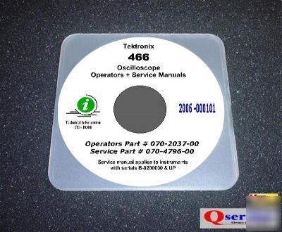 Tektronix tek 466 oscilloscope service + ops manuals cd