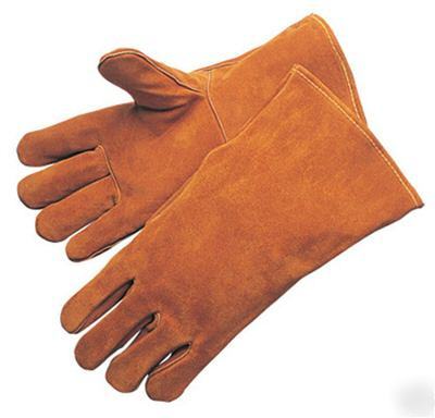 New brown leather bbq / welders gloves 1 pr. 