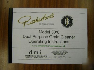 Instruction manual for rutherford 30/6 grain cleaner