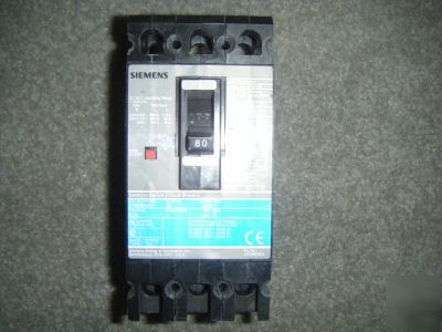 Siemens ED63B080 3 pole 80 amp 600 v circuit breaker