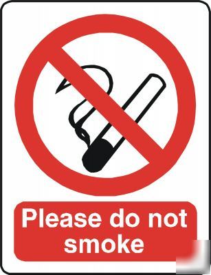 Large metal safety sign please do not smoke 1431