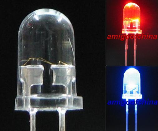 50X 3MM red / blue flash led bulb alarm free resistors