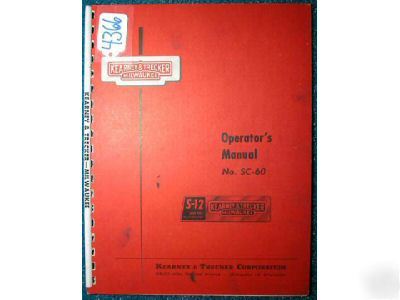 Kearney & trecker milwaukee operator's manual for s-12