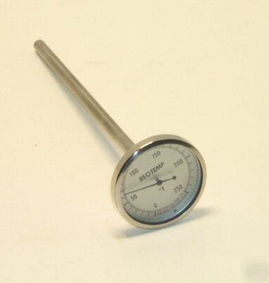 Light duty bimetal stem thermometer, 0 - 250 f, 1/4 npt