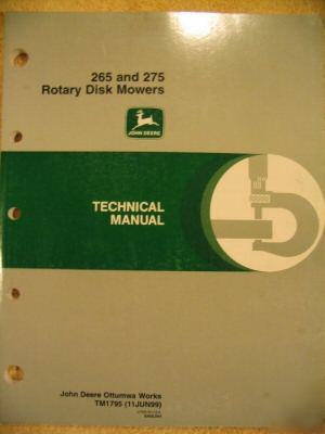 John deere 265 275 rotary disk mower technical manual