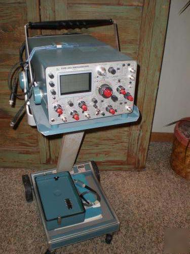 Textronix 453 oscilloscope, stand, manual, works 
